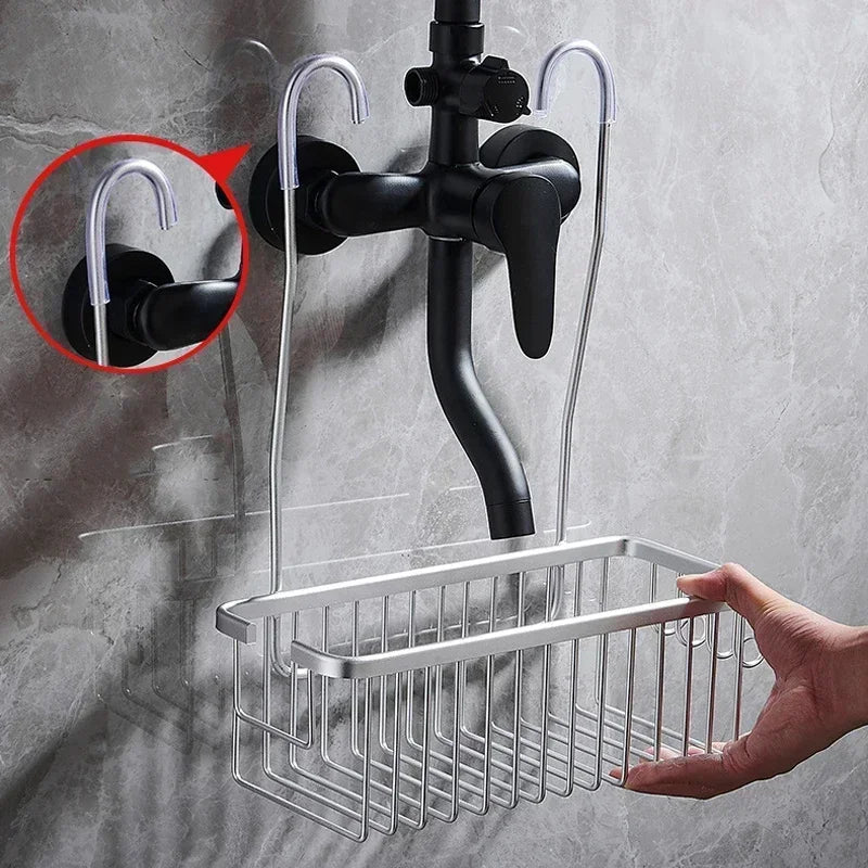 No-Drill Aluminum Shower Shelf