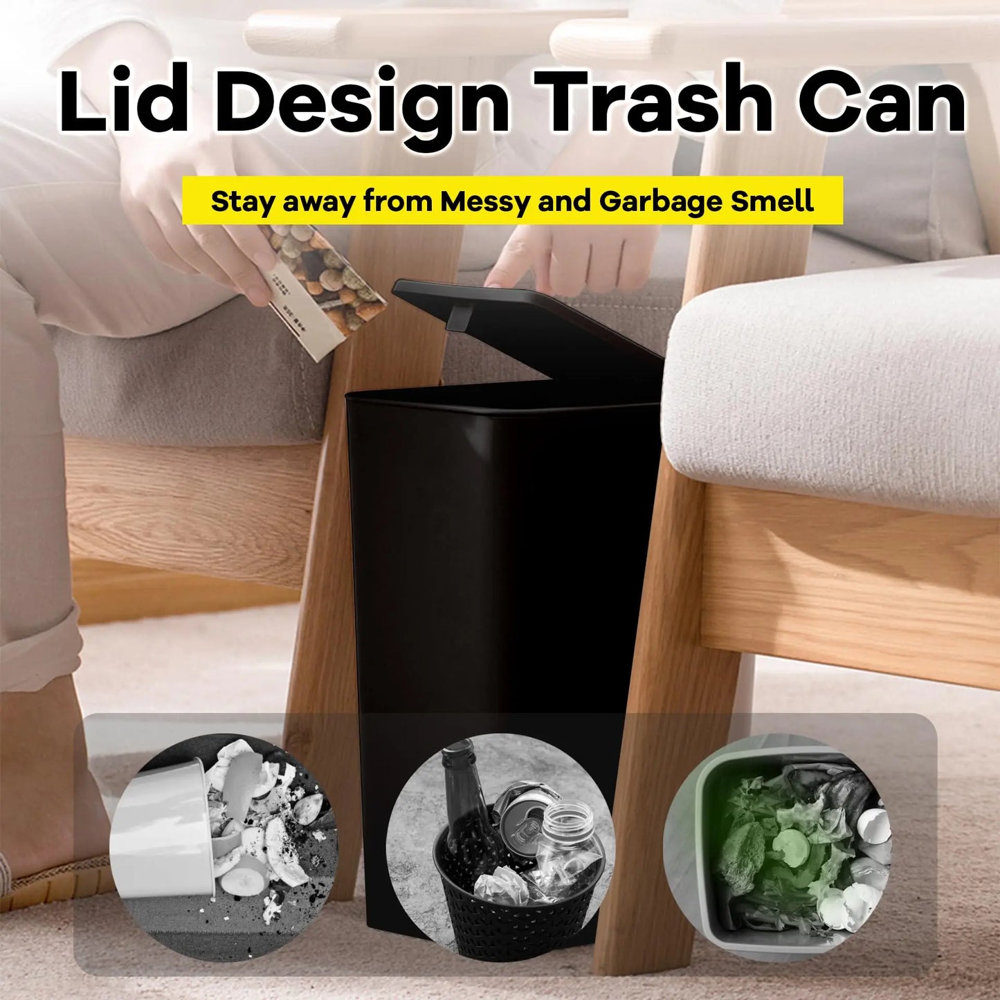 10L Trash Can with Press-Top Lid