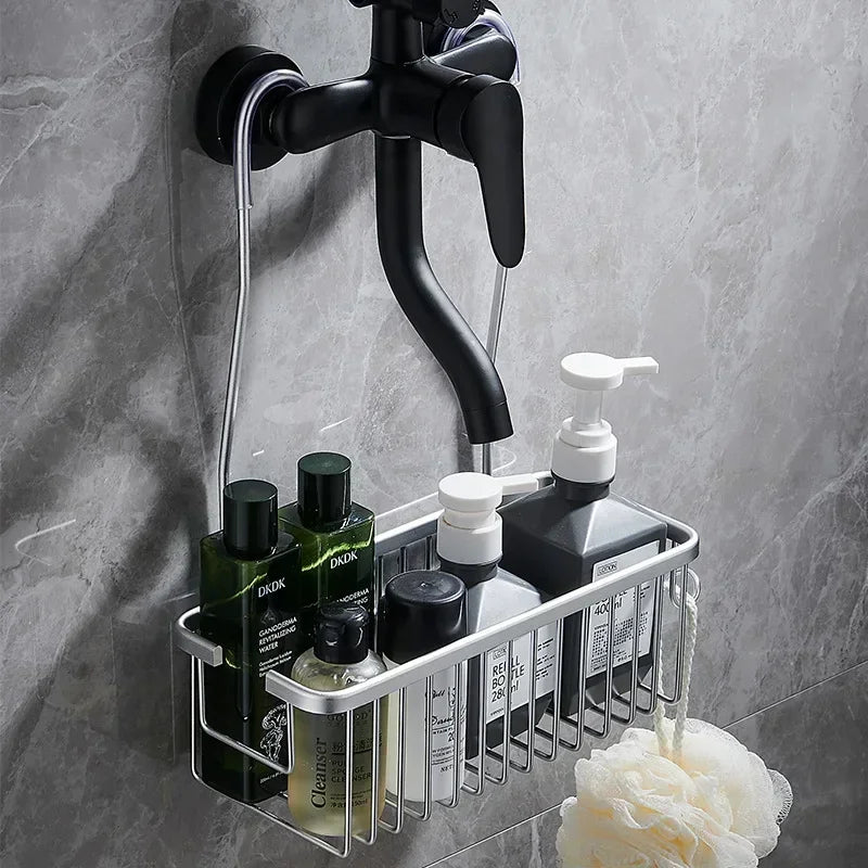No-Drill Aluminum Shower Shelf
