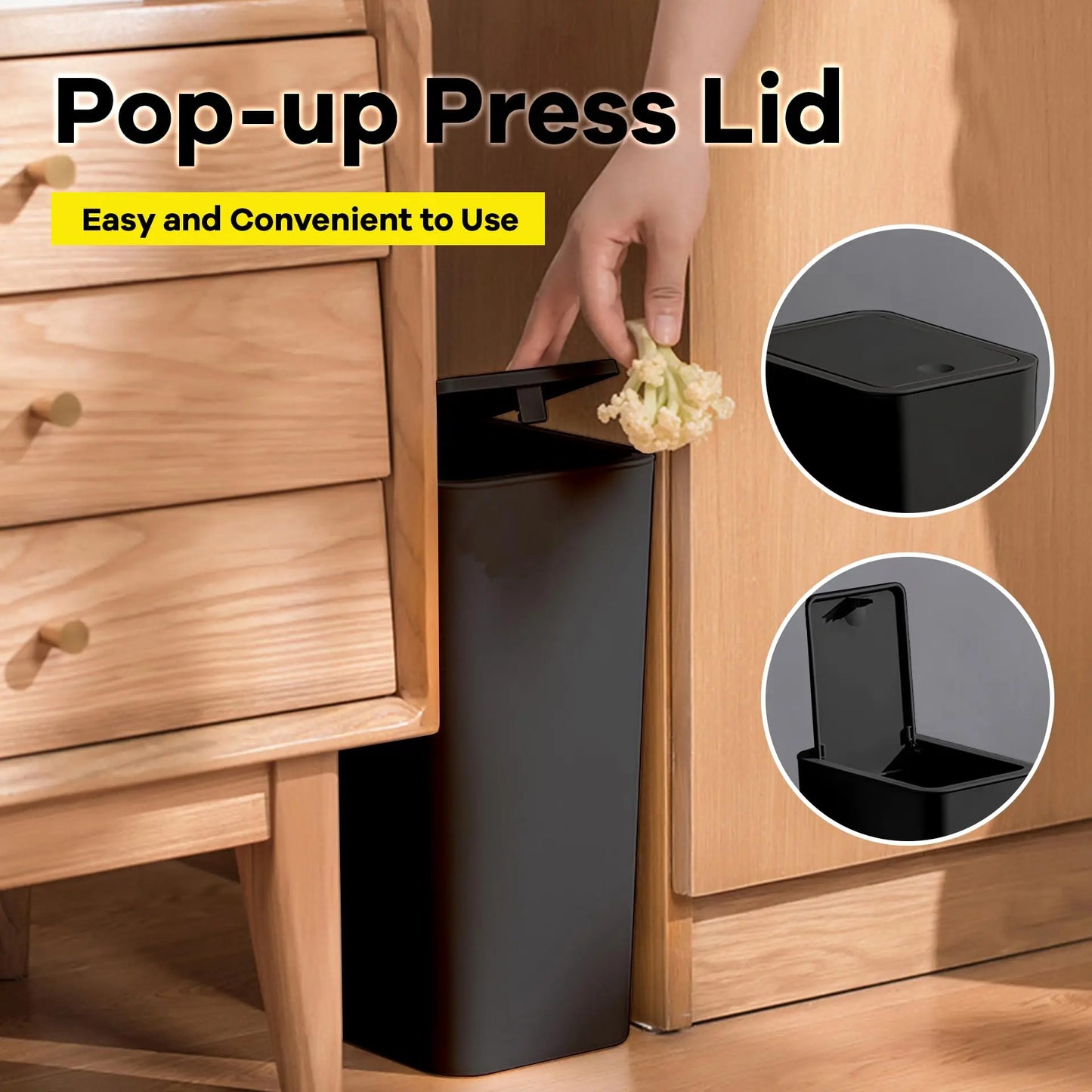 10L Trash Can with Press-Top Lid