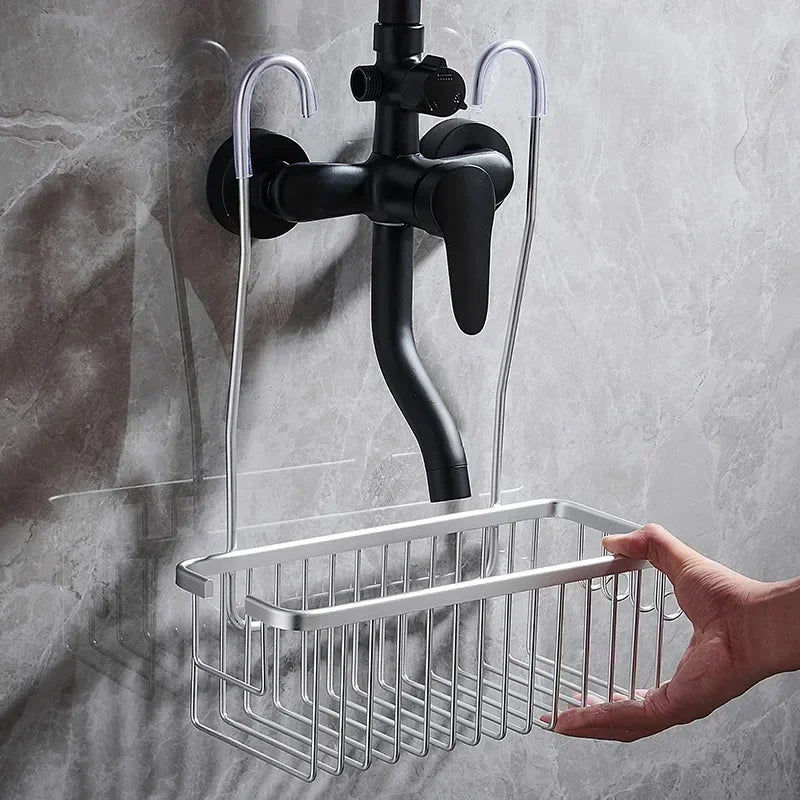 No-Drill Aluminum Shower Shelf