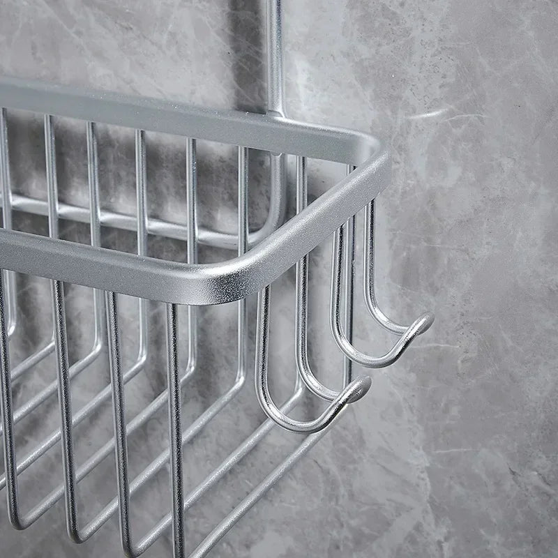 No-Drill Aluminum Shower Shelf