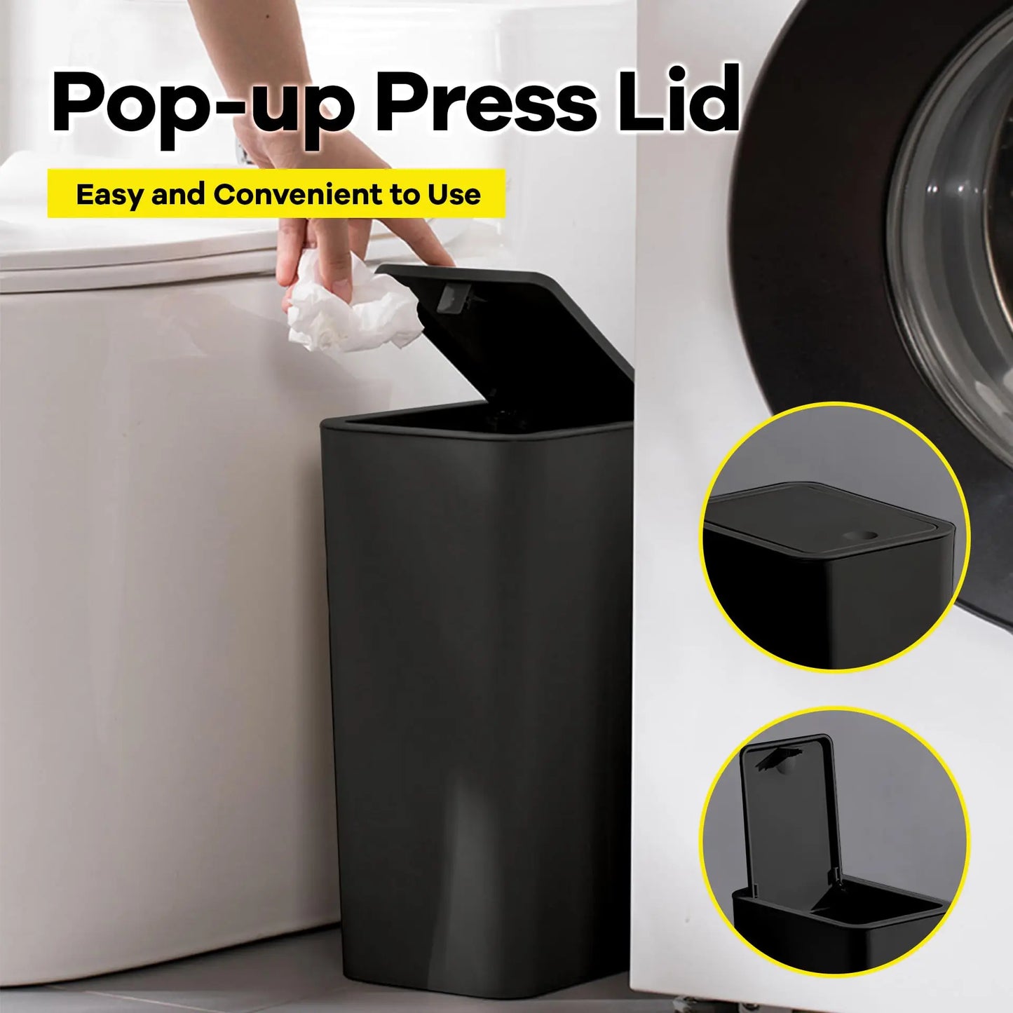 10L Trash Can with Press-Top Lid