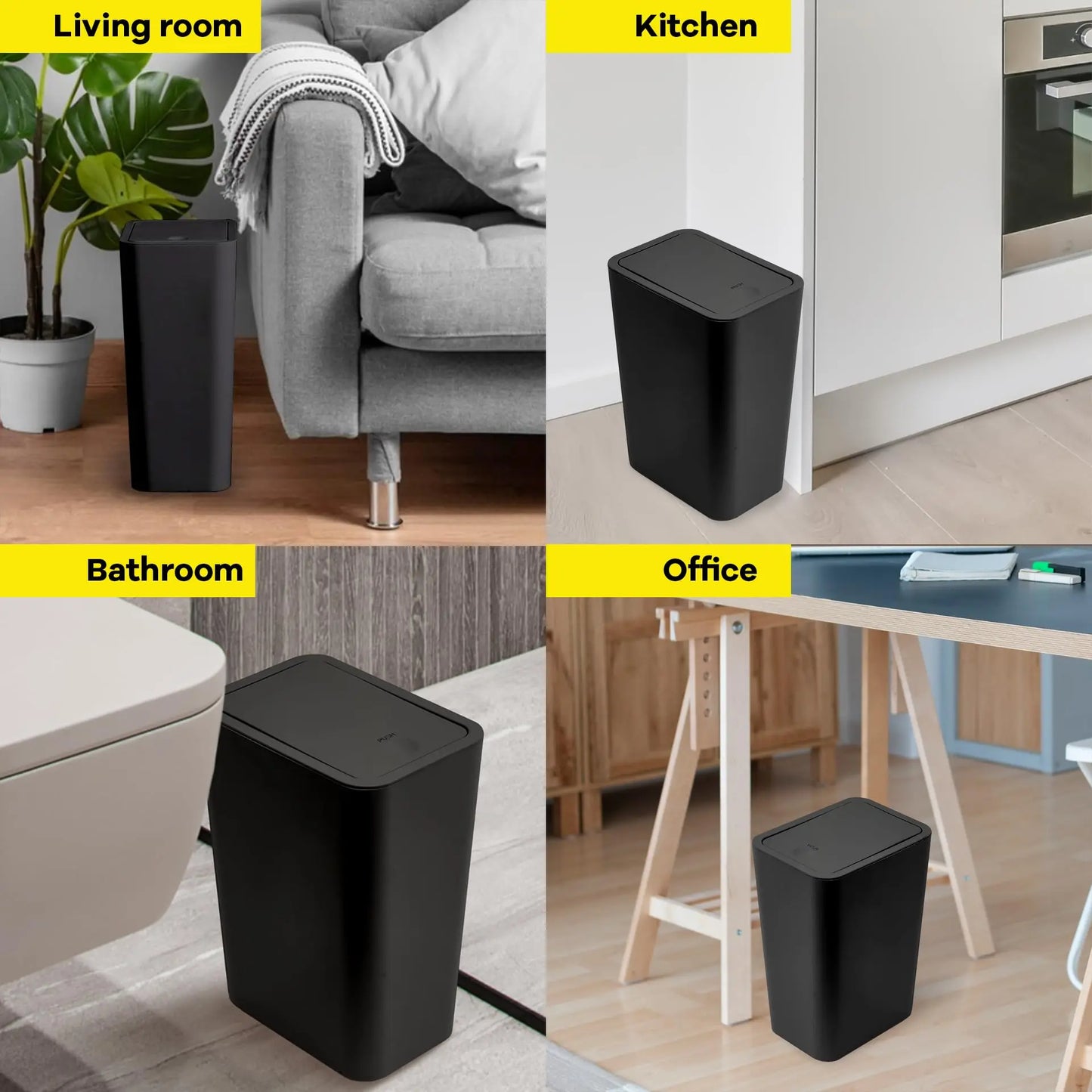 10L Trash Can with Press-Top Lid
